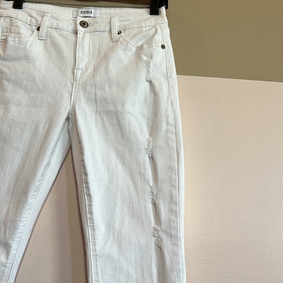 Pistola High Rise Distressed White Skinny Jeans 27 - Picture 8 of 10